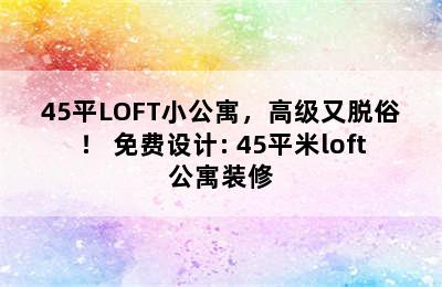 45平LOFT小公寓，高级又脱俗！ 免费设计: 45平米loft公寓装修